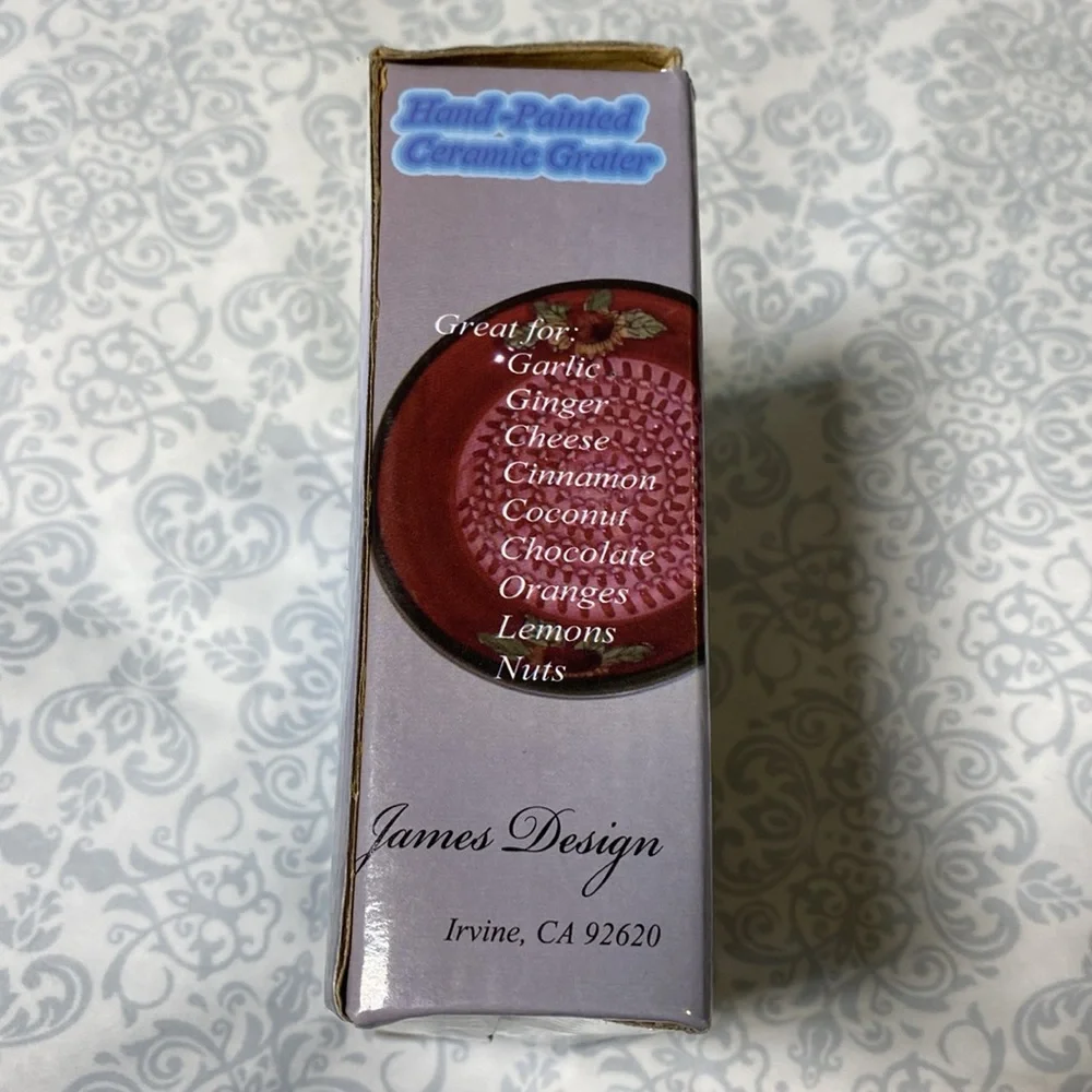 NWOT Hand Painted Ceramic Fine French Great Grater- James Design